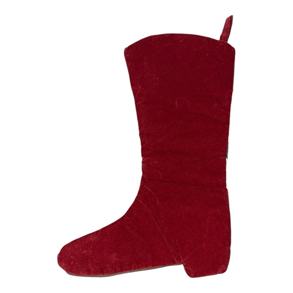 Western velvet cowboy boot Christmas stocking country Holiday decor cowgirl EUC - Picture 2 of 6